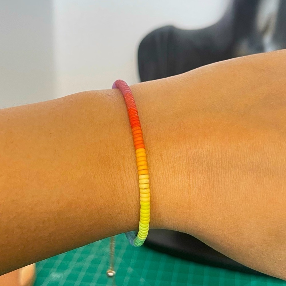 J Crew Rainbow Adjustable Silver Tone Bracelet